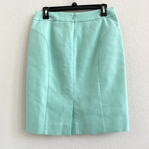 J. Crew The Pencil Skirt Wide Waistband Slit‎ Side Pockets Teal Women's Size 4 - Picture 6 of 9